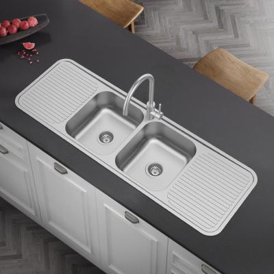 China Without Faucet Factory Direct Selling Double Bowl Topmount Press Large Capacity Stainless Steel Kitchen Sink for sale