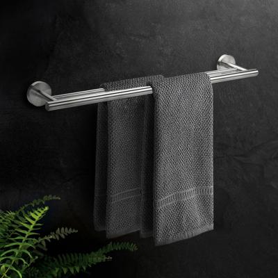 China Fashion Double Towel Bathroom Accessories 304 Stainless Steel Towel Rack Good Quality Wall Mounted Durable Towel Rack for sale