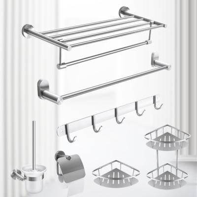 China 2022 Modern Cheap Bathroom Accessories Sets Stainless Steel Hotel Towel Bars Toliet Brush Holders Rings Cloth Bath Hardware Fittings Sets for sale