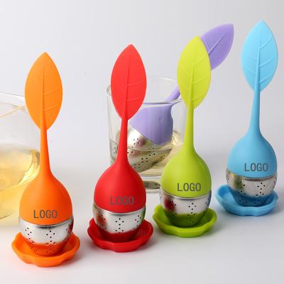 China Viable Silicone Loose Leaf Tea Infuser With Drip Tray Silicone Tea Filter Strainer for sale