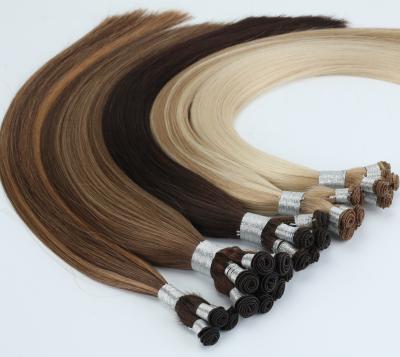 China Silky Straight Wave Brand Luxury Cuticle Aligned Hand Tied Hair Weft Extension , Hand Drawn Double Tied Wefts for sale