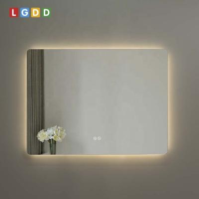 China Eclectic Rectangle Smart Bathroom Hotel Frameless LED Mirror Full Backlit Shower Light Dimming Mirror for sale