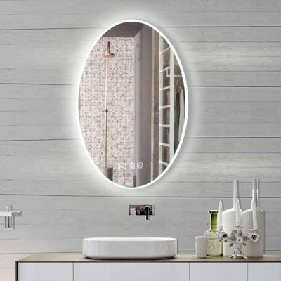 China Best New Design Eclectic Selling Hotel Led Vanity Mirror Oval Illuminated Led Mirror Hotel Bathroom Wall Mirror for sale