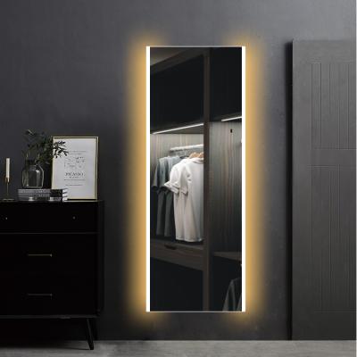 China LGDD Transitional Classic Decorative Wall Mirror Luxury LED Wall Dress Floor Integral Mirror Touch Frameless Switch for sale