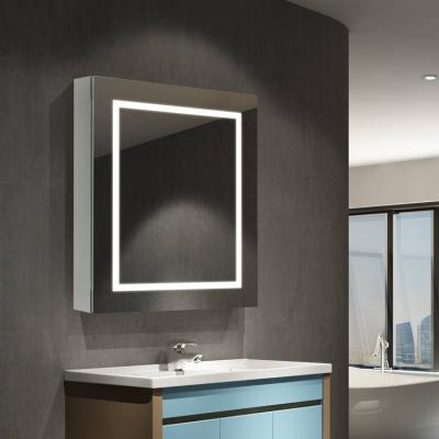 China Hotel Modern Modern Bathroom Illuminated LED Lighted Vanity Large Space Bathroom Mirror Cabinet for sale