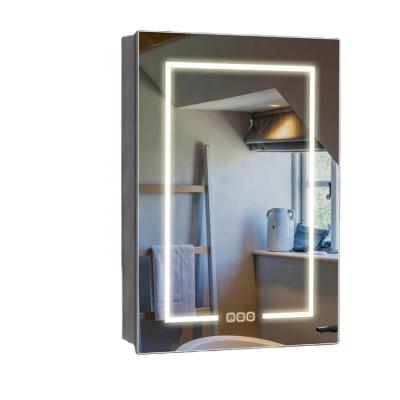 China Modern Square Makeup Wireless Bathroom Vanity Led Mirror Cabinets With Light for sale