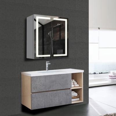 China Bathroom Modern Antique LED Stainless Steel Mirrored High Plastic Cabinet With Mirror Doors for sale