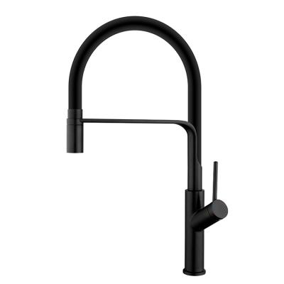 China Lead Free Sense Faucets Pull Down Deck Mounted Mixer Rubber Flexible Kitchen Faucet for sale