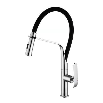 China Sense Faucets Single Handle Hole Matte Black Pull Out Spring Kitchen Faucet With Faucet Hole Cover Kitchen Sink Faucet For Sink for sale