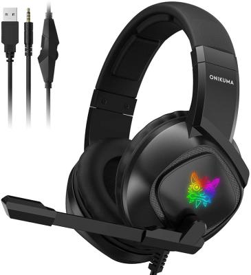 China ONIKUMA K19 Earphone Gaming Headset Noise Canceling RGB LED Light Over Ear Headphones For PC Laptop PS4/PS5/xbox one for sale