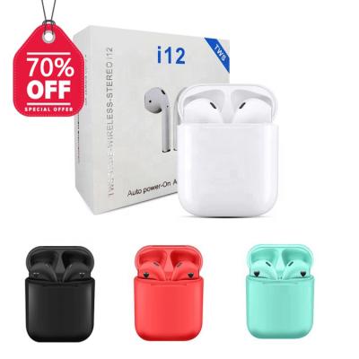 China Luxury In-Ear Amazon TWS 5.0 Radio Earbuds i12 i12s Headphones Waterproof Sport Earphone Memory With Charger Box for sale