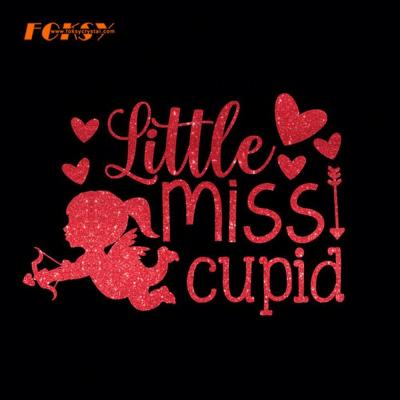 China Easily Transferred To Apparel Glitter Laser Cut Cupid Pattern Transfer For T Shirt for sale