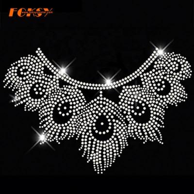 China Easily Transferred To Apparel Heat Transfer Design Rhinestone Neckline Hotfix Rhinestone Pattern for sale