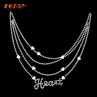 China Flatback Wave Necklace Rhinestone Iron-on Transfer Template for sale