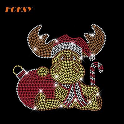 China Custom Hot Fix Crystal Christmas Rhinestone Transfer Flatback Bling Design For T-Shirt for sale