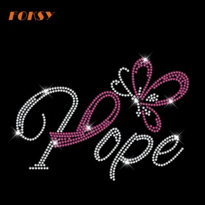 China Easily transferred to clothing breast cancer hope awareness rhinestone transfer wholesale in china for sale