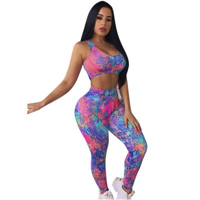 China Breathable Fashion Women Yoga Pants Tie Dye Backless Cut Top Crop Suit Sport Wear for sale