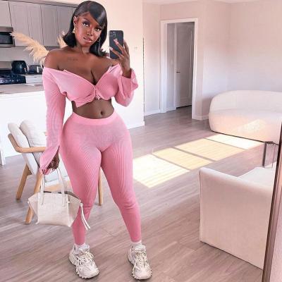 China Breathable Pink Long Sleeve Zipper Streetwear V-neck Casual Tracksuit Women Clothing for sale