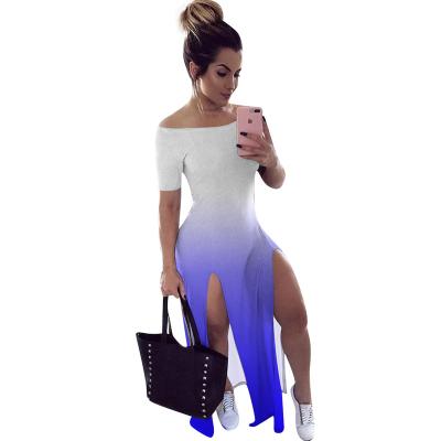 China Breathable Gradient Color Bodycon Women's Mini Dress Sexy Party Clubwear 2021 Street Casual Clothing for sale