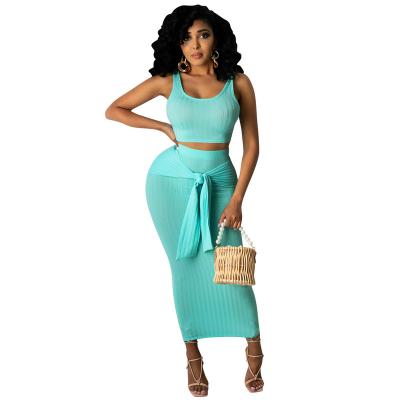 China Two Piece Dress Summer Breathable Casual Long Skirt For Women Jogging Suit Casual Dress for sale