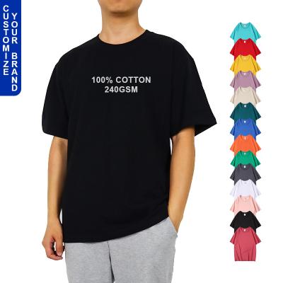 China Wholesale Custom Viable High Quality Heavy Plain White Cotton 240gsm Summer Oversized Thick T-Shirt For Men for sale