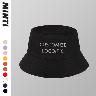 China Custom Reflective Kid's Image Logo Print Logo Print Cotton Summer Outdoor Sport Fisherman Bucket Hat Adult Simple Simple Blank White Hat For Fishing for sale