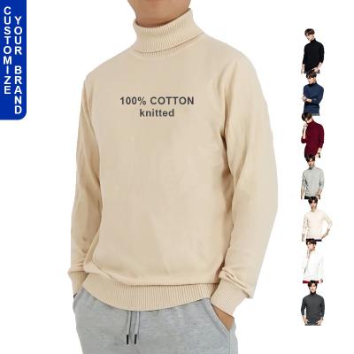 China Casual Knitted Long Sleeve Turtle Neck Cotton Men Sweater Winter Anti-pilling Sweater Custom Logo Clothing for sale