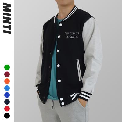 China Wholesale Quality Viable Custom Made White Polyester Wool Fleece Mens Winter Baseball Letterman Varsity Used Jacket Simple Black for sale