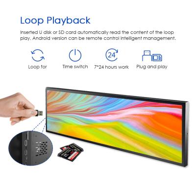 中国 HD USB/HDMI オートフォーカス ストレッチバー LCD ディスプレイ 1920*360 ピクセル USB2.0 HDMI*1/SD 販売のため