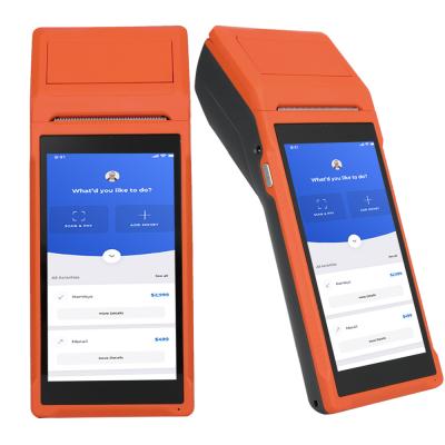 China SDK 5.5inch Palm Held All In One POS Portable Ticket Vendor PDA Payment Terminal With Big Printer For Retail / Restaurant for sale