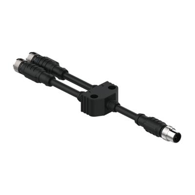 China M12 plugs automotive compact 1male to splitter 2* female connector with cable for sale