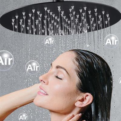 China Needle Free 10 Inch 12 Inch Round Black Water Saving Shower Head Golden Shower Head for sale