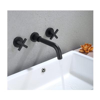 China 2020 Contemporary Wall Mounted Factory Price Basin Faucet Two Levers Basin Water Mixer Taps for sale