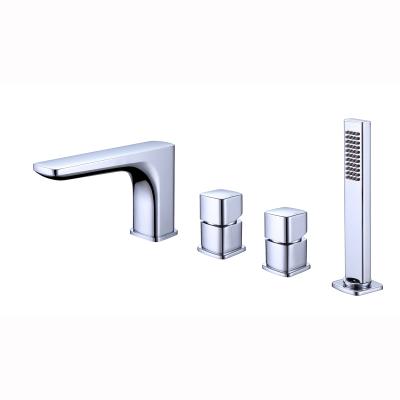 China Without Slide Bar Tub Faucet Handles Deck Mount Wholesale Bathtub Faucet With Hand Held Shower For Bathroom for sale