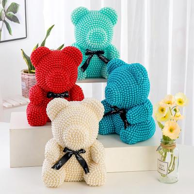 China Wholesale High Quality Gift Decoration 25cm 36cm Pearl Teddy Bear Rose Bear Flower Pe Rose Bear Valentine's Day Gift for sale