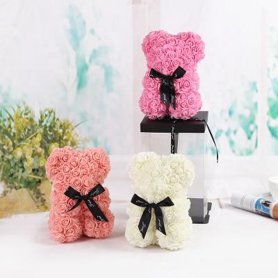 China Gifts factory wholesale 25cm birthday Valentine's Day gift creative simulation Eternal Rose Hug Bear flower for sale