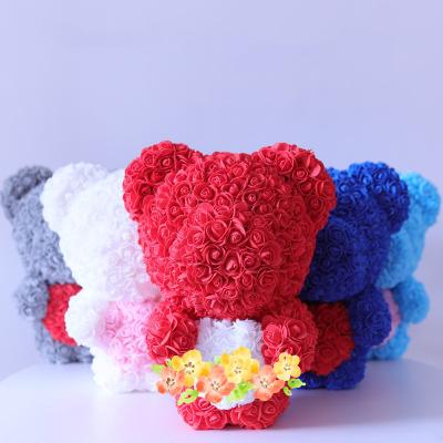 China Creative and high quality Heart Rose Teddy Bear Factory Valentine's Day gifts 40cm wholesale flower bear gifts for sale