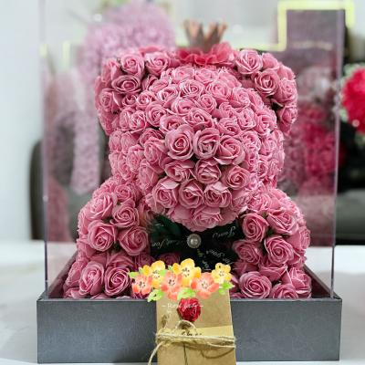 China Tanabata Valentine's Day Rose Bear Simulation Creativity Flower Teddy Bear Gift Maker for sale