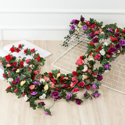 China Fashional Artificial Flower Wedding Arch Outdoor Decoration Silk Flower Rattan 45 Heads Rose Flower Vine for sale