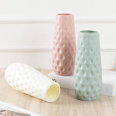 China Promotional Folding Plastic PVC Flower Vases 23cm Creative Home Floral Decoration Ornaments Simple Modern Wave Dot Plastic Vase for sale