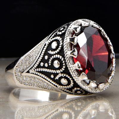 China Ruby Stone 925 Sterling Silver CLASSIC Design Ring Women's Ring One Zircon for sale