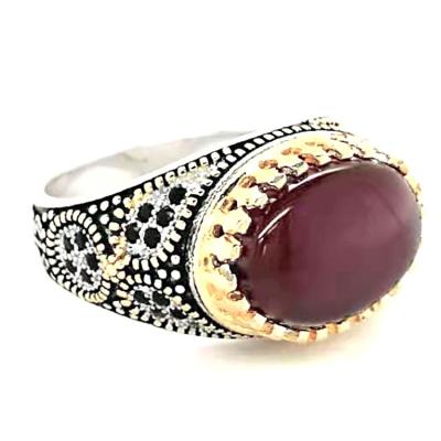 China CLASSIC Jewelry Wholesale Oval Shape Gemstone Rings From Yemen With CZ Wholesale 925 Sterling Silver Agate Ring Metal for sale