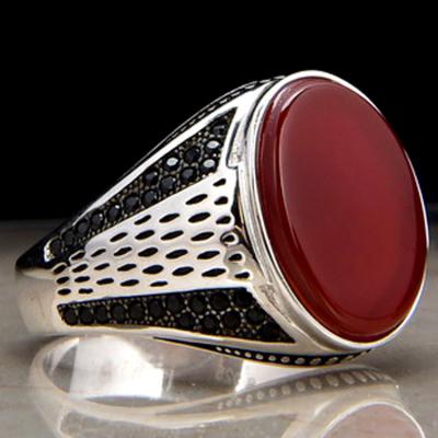 China Fashionable Cost Performance 925 Sterling Silver Red Stone Ring Silver Ring For Men Jewelry for sale