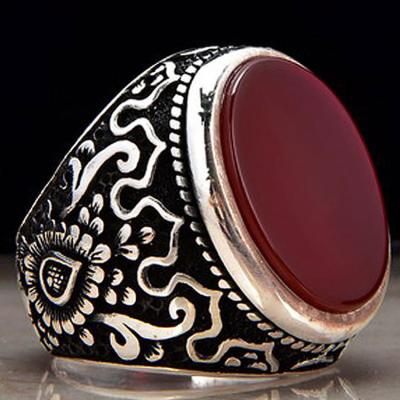 China Silverwill CLASSIC Luxury 925 Sterling Silver Ring Pave With Red Stone Ring For Men for sale