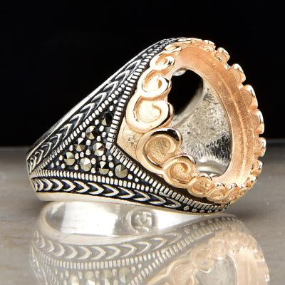 China Fashionable King 14k Thai Gold Plated Design Stone Man Sterling Silver Ring 2019 for sale