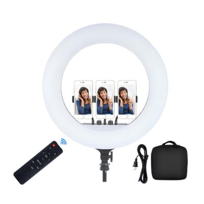 China Selfie Light with Tripod Dimmable Selfie Ring Light LED Camera Light with Mobile Phone Holder 18 Inch Fill Light for sale