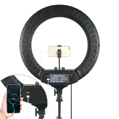 China LED Ring Light with High Tripod Stand and Mobile Phone Holder Remote Shutter Around Light Suitable for TikTok Video Recording 18 Inch Fill Light for sale