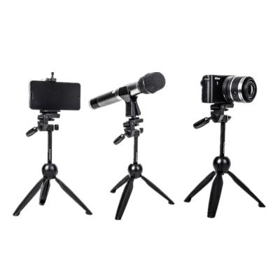 China PORTABLE Desktop Tripod Mobile Phone Clip Tripod Microphone Clip Microphone Holder Handheld Mini Desktop Tripod Mount Bracket for GoPro Digital Camera for sale