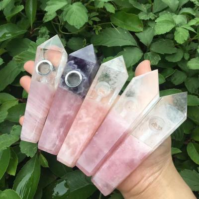 China Wholesale Natural Tobacco Crystal Smoking Pipes Double Colors from Europe cut out smoking pipes for sale