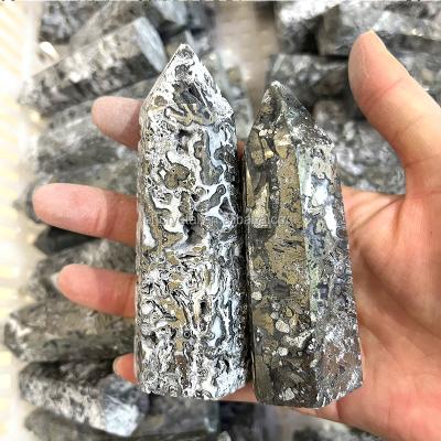 China Europe Nature Gemstone Points Moss Agate Towers Pyrite Symbiont Magic Wands Crystal Obelisk For Healing Decoration for sale